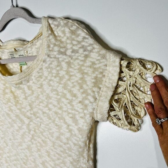 Anthropologie Saturday Sunday Women's Spalliera Lace Cream Sweater Tunic XS - Picture 2 of 8